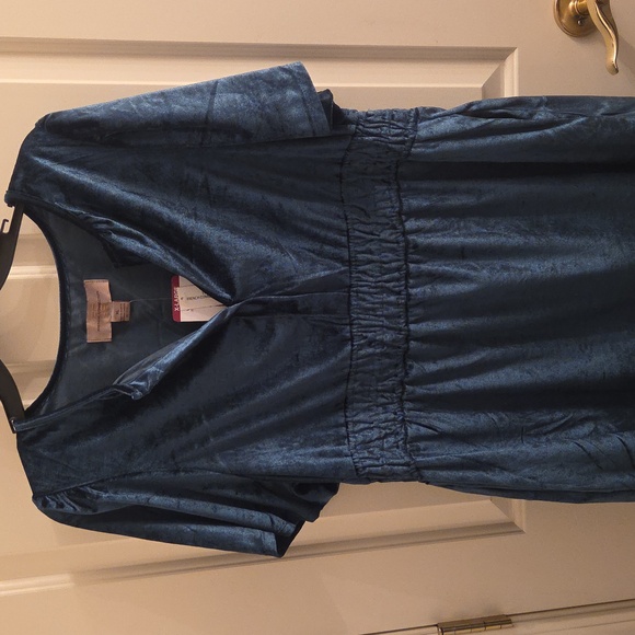 French Connection Teal Velvet Dress, With Pockets - Picture 3 of 11